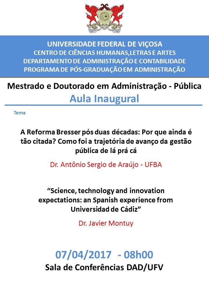 Participe da aula inaugural do Mestrado em Administração